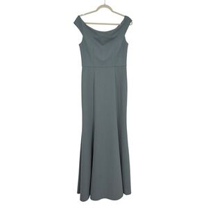 Jenny Yoo Collection Women 10 Blue Off Shoulder Mermaid Maxi Dress Evening Gown